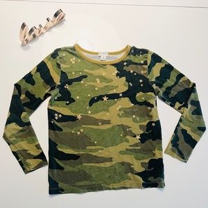 Crewcuts Girls Super fab Camouflage Glitter Gold Star 100% Cotton Top - SO CUTE!